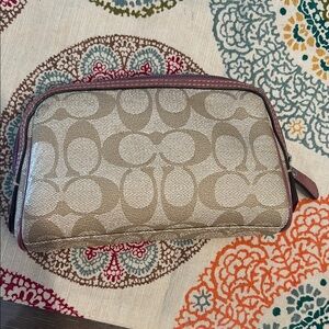 Coach Tan and Brown Canvas Wristlet